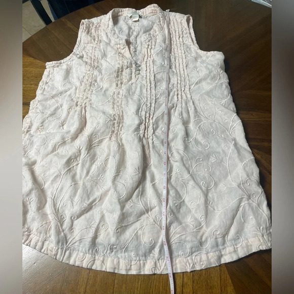 St. Tropez West 100 percent Linen Light Pink Sleeveless Embroidered Top Large - Picture 8 of 8